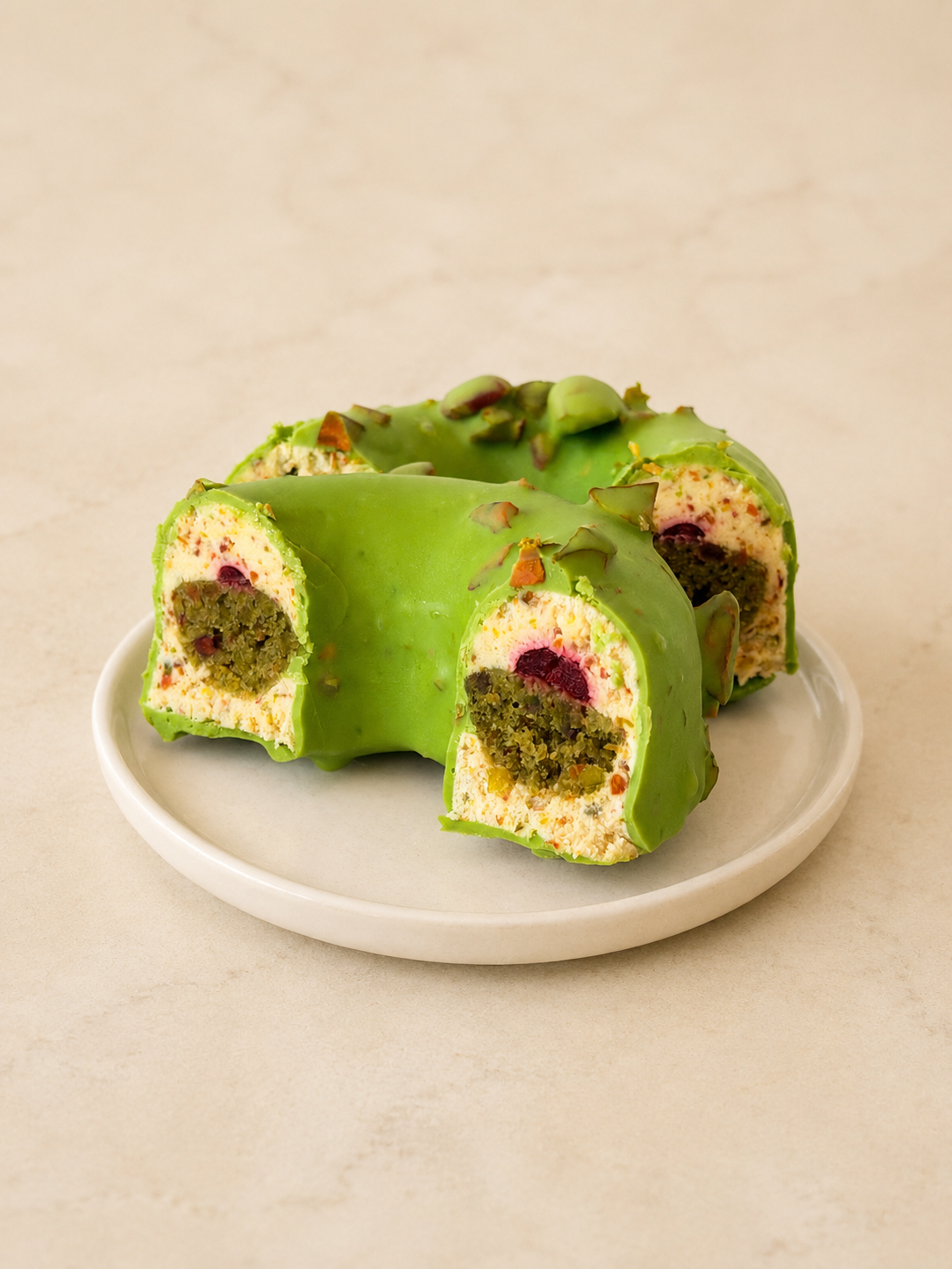 Pistachio donut inside