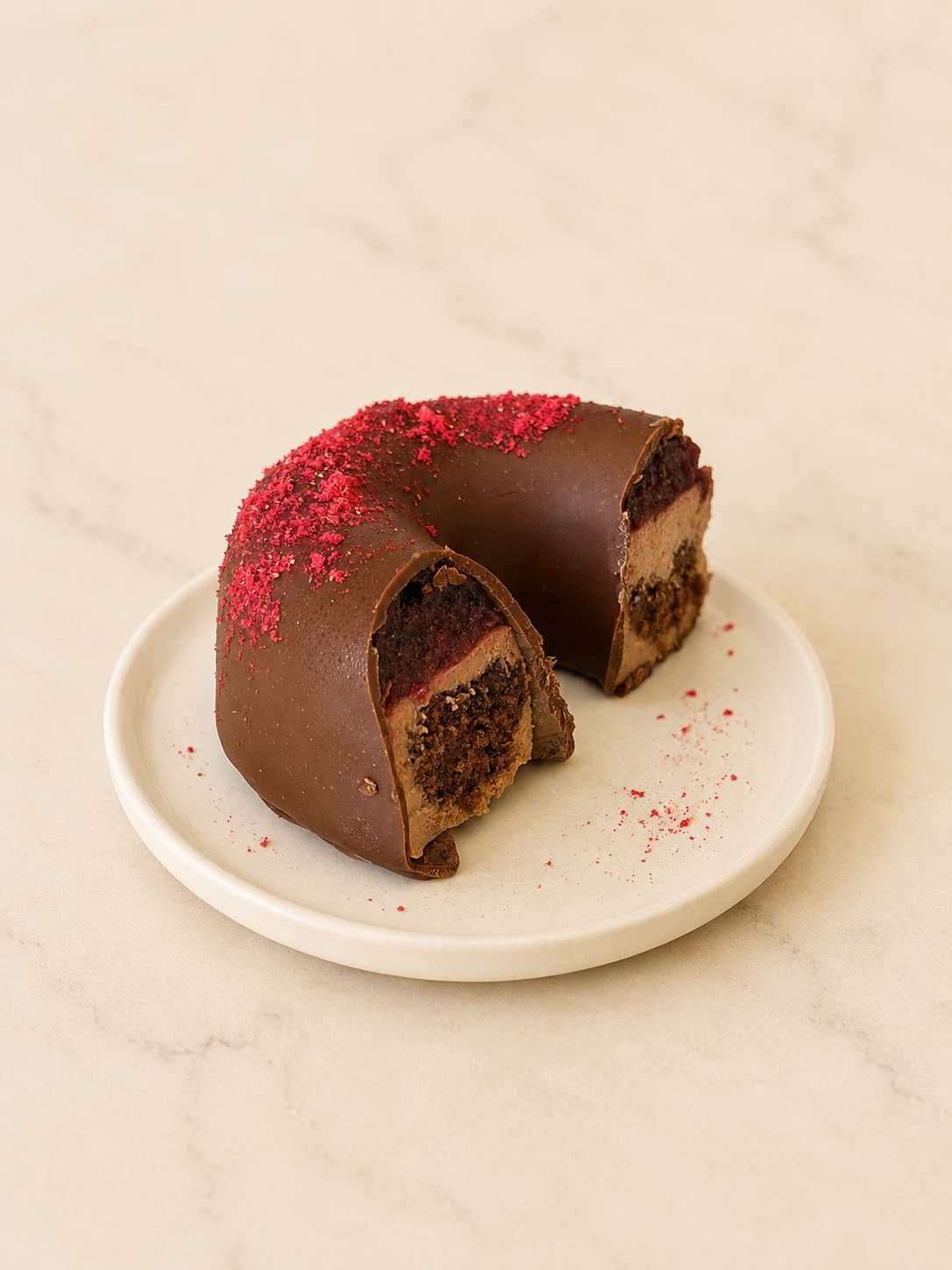 Black forest donut inside